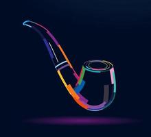 Tobacco smoking pipe, abstract, colorful drawing. Vector illustration of paints