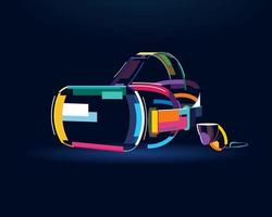 Virtual reality helmet, abstract, colorful drawing, digital graphics. Vector illustration of paints