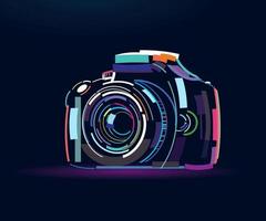 Photo camera, abstract, colorful drawing, digital graphics. Vector illustration of paints