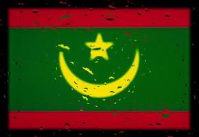 gotas de agua sobre fondo de bandera de mauritania. poca profundidad de campo. enfoque selectivo. tonificado. foto