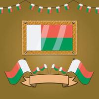 PrintMadagascar Flags On Frame Wood, Label vector