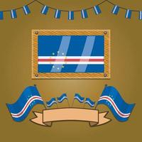 Cape Verde  Flags On Frame Wood, Label vector