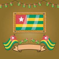 banderas de togo en marco de madera, etiqueta vector