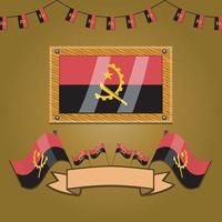 Angola Flags On Frame Wood, Label vector