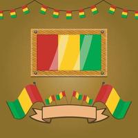 Guinea Flags On Frame Wood, Label vector