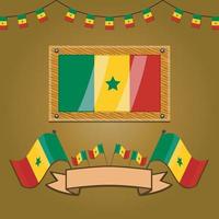 Senegal Flags On Frame Wood, Label vector