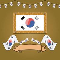 South Korea Flags On Frame Wood, Label vector