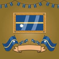 Nauru Flags On Frame Wood, Label vector