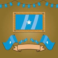 banderas de Somalia en madera de marco, etiqueta vector