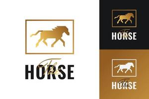 elegante diseño de logotipo de caballo corriendo con estilo abstracto para la identidad de marca comercial