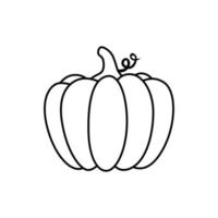 Pumpkin outline illustration. Cute pumpkin on white background. Element for autumn decorative design, harvest vector