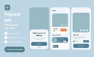 nft mobile app ui kit design template vector