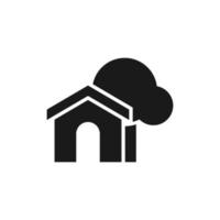 Simple house building icon with tree. Home Symbol for Location Plan Vector