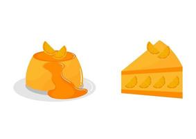 illustration of cake and pudding with orange flavor vector