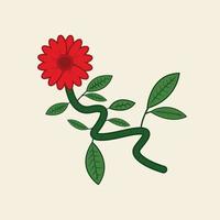 art of red flower branch and leaves botanical floral pattern wallpaper vector illustration