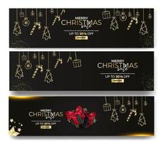 Realistic christmas banners set Free Vector
