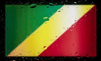 Drops of water on congo flag background. Shallow depth of field. Selective focus. Toned. photo