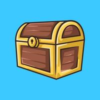 Treasure Box for Pirates in Colourful Cartoon Line Art Illustration vector