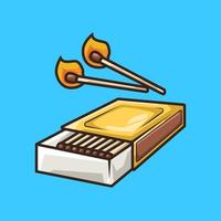 Box of Matchstick for Making Fire in Colourful Cartoon Line Art Illustration vector