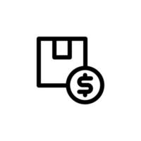 Ilustración de vector de diseño de icono de producto de precio con costo de símbolo, compra, paquete, paquete, dinero para negocios publicitarios