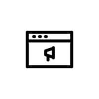 Ilustración de vector de diseño de icono de navegador con sitio web de símbolo, mercado, promoción, seo para negocios de publicidad