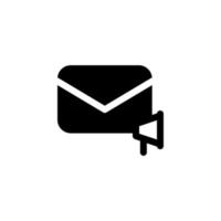 Ilustración de vector de diseño de icono de promoción de correo electrónico con transmisión de símbolo, sobre, mensaje, megáfono y altavoz para negocios publicitarios
