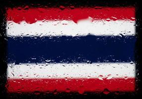 Drops of water on Thailand flag background. Shallow depth of field. Selective focus. Toned. photo
