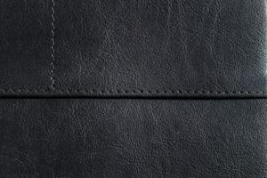 Texture black leather with stitching photo