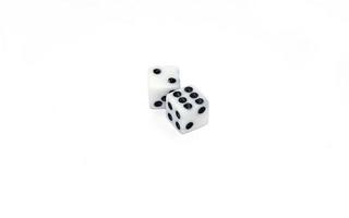 Top view of two white dices isolated on white photo