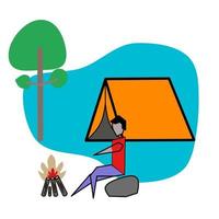 Flat design illustration people and tent in vector design.