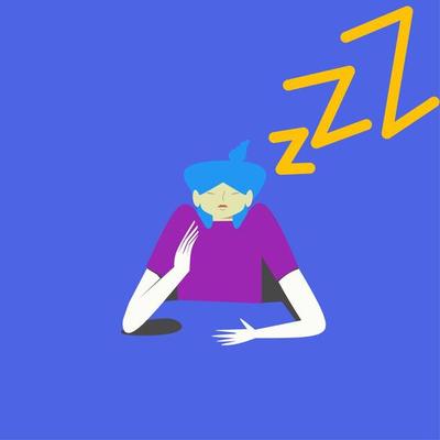Flat design illustration of sleepy woman
