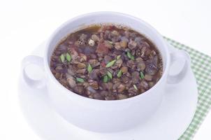 Vegetarian thick soup with vegetables and lentils photo