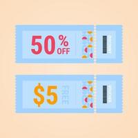 Set of coupon promotion sale for website, internet ads, social media. Gift Voucher template, coupon design vector