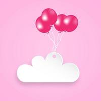 nube celebrada con globos de colores. nube levantada por globos vector