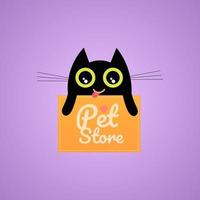 Logotipo de la tienda de mascotas con gato negro. logotipo de vector de tienda de mascotas