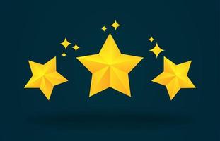 Three stars customer product rating review. Modern 3d style vector illustration.