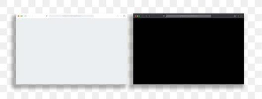 Browser window design isolated on transparent background. Web window screen mockup. Internet empty page concept with shadow. Vector illustration