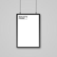 Realistic vertical picture hanging frame isolated on transparent background. Blank hanging frame template. Empty hanging photo frame mockup. vector