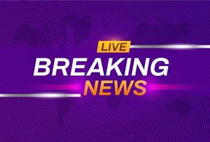 Breaking news broadcast concept in purple color. Design template for news channels or internet tv background. Breaking news backdrop vector