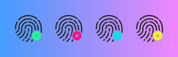 Fingerprint detailed icon set for user interface. Fingerprint id symbol for biometric identification. vector