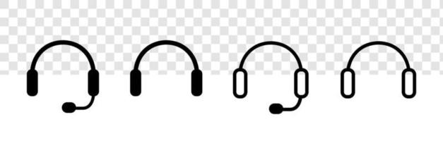 conjunto de iconos de auriculares aislado sobre fondo transparente. icono del concepto de auriculares de soporte para elemento de interfaz de usuario web y móvil. vector