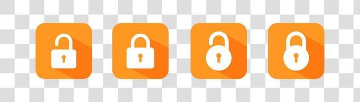 Collection of close and open lock icon. Locks icons set in white and yellow color. Lock and unlock simbol. Lock web icon set. vector