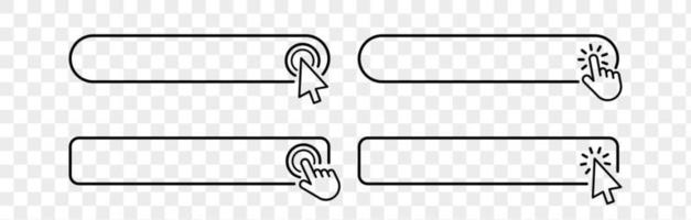 Click cursor blank button icon isolated on transparent background. Vector hand pointer clicking banner. Click cursor set button with hand pointer clicking.