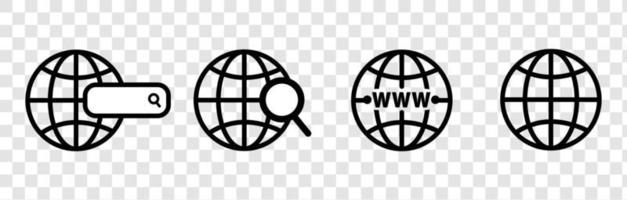 ir al símbolo del icono web. conjunto de iconos de sitio web. icono de URL. vector de icono de internet. icono de globo. vector aislado.