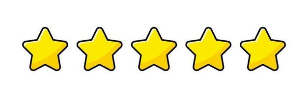5 rating strars sign with yellow color in flat design style. Customer review with five stars. vector