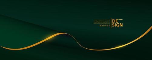 Luxury green background combine with glowing golden lines. vector