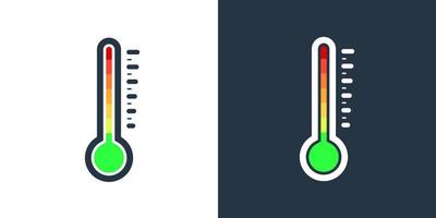 termómetro que mide la temperatura fría y caliente. escala de temperatura de verde a rojo. vector