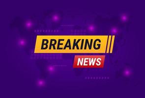 Breaking news broadcast concept in purple color. Design template for news channels or internet tv background. Breaking news backdrop vector
