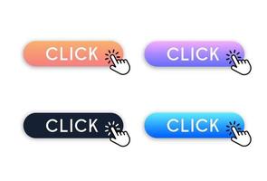 Click button set for website design. Click the gradient button for decorating the program to look modern. Click hand cursor vector. vector