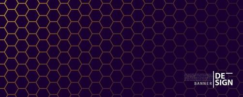 Hexagon abstract background with gold color. Hexagon pattern background banner template. vector